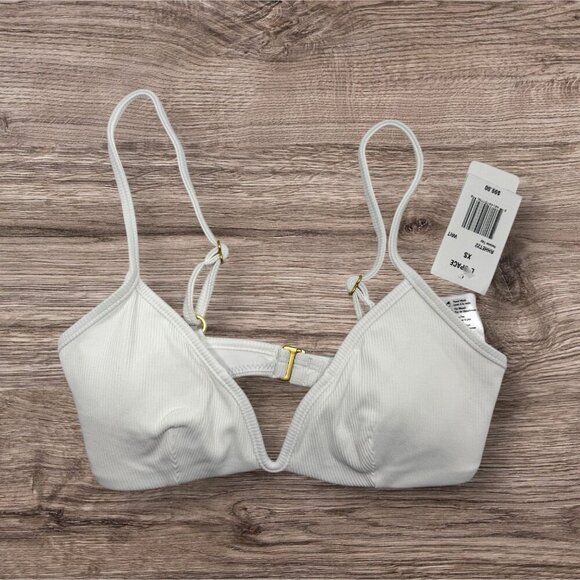 L Space Bikini Top Ribbed Women's White Wired Front Helena Size XS Pool Vacay - Picture 3 of 11
